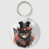 Patriotic Star Spangled Cat Sleutelhanger (Voorkant)