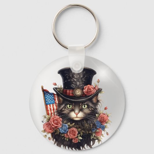 Patriotic Star Spangled Cat Sleutelhanger (Achterkant)