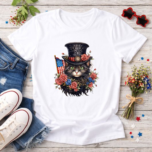 Patriotic Star Spangled Cat Tri-Blend Shirt