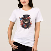 Patriotic Star Spangled Cat Tri-Blend Shirt (Voorkant)