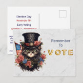 Patriotic Star Spangled Cat Vote Briefkaart (Voorkant / Achterkant)
