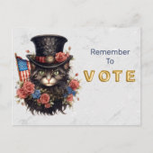 Patriotic Star Spangled Cat Vote Briefkaart (Voorkant)