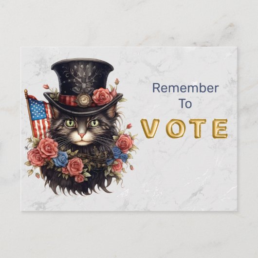 Patriotic Star Spangled Cat Vote Briefkaart (Voorkant)