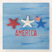 Patriotic Starfish Glazen Onderzetter (Voorkant)