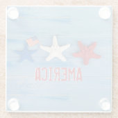Patriotic Starfish Glazen Onderzetter (Achterkant)