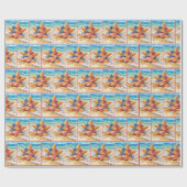 Patriotic Starfish in Beach Sand Cadeaupapier (Vlak)