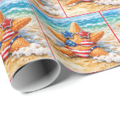 Patriotic Starfish in Beach Sand Cadeaupapier (Rol Hoek)
