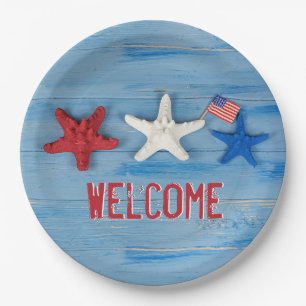 Patriotic Starfish Napkins Papieren Bordje