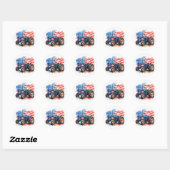 Patriotic Stars and Stripes Tractor Ronde Sticker (Vel)