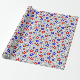 Patriotic Stars - Light Grey Wrapping Paper Cadeaupapier