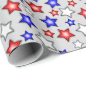 Patriotic Stars - Light Grey Wrapping Paper Cadeaupapier (Rol Hoek)