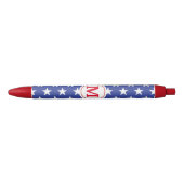 Patriotic Stars Monogrammed Zwarte Inkt Pen (Voorkant)