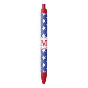Patriotic Stars Monogrammed Zwarte Inkt Pen