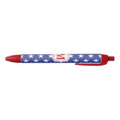 Patriotic Stars Monogrammed Zwarte Inkt Pen (Bodem)