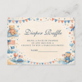 Patriotic Stars & Stripes Diapper Raffle Informatiekaartje (Voorkant)