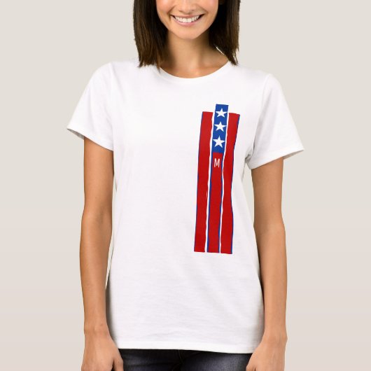 Patriotic Stars Stripes Monogram Grafisch T-shirt (Voorkant)