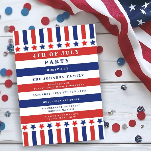 Patriotic Stars & Stripes op 4 juli Kaart