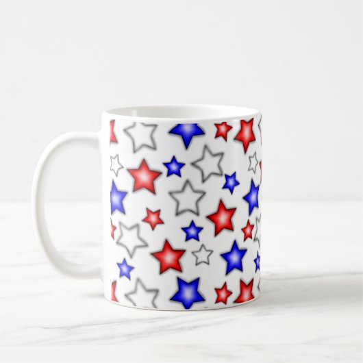 Patriotic Stars - White Coffee Mug Koffiemok (Links)
