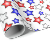 Patriotic Stars - White Wrapping Paper Cadeaupapier (Rol Hoek)