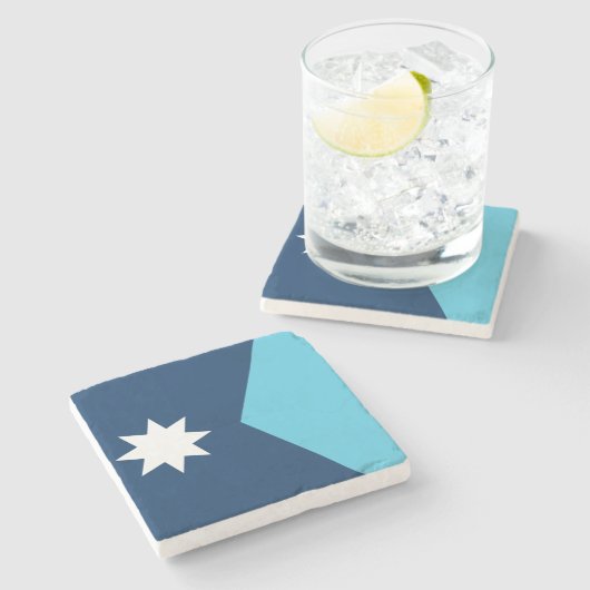 Patriotic stone coaster with Flag of Minnesota, US Stenen Onderzetter (Zijkant)