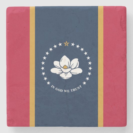 Patriotic stone coaster with Flag of Mississippi Stenen Onderzetter (Voorkant)