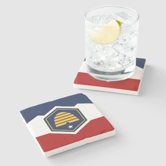Patriotic stone coaster with Flag of Utah, USA Stenen Onderzetter (Zijkant)
