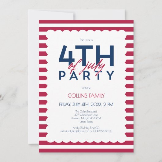 Patriotic Stripes Sterren 4 juli Zomerfeest Kaart (Voorkant)