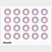 Patriotic Sunburst Star Ronde Sticker (Vel)