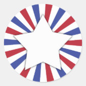 Patriotic Sunburst Star Ronde Sticker (Voorkant)