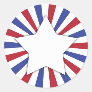 Patriotic Sunburst Star Ronde Sticker