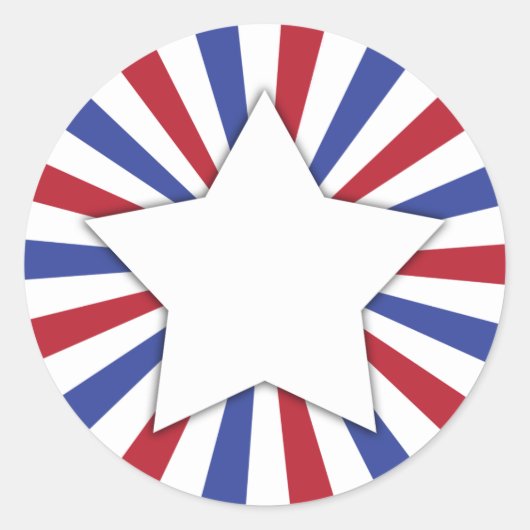 Patriotic Sunburst Star Ronde Sticker (Voorkant)