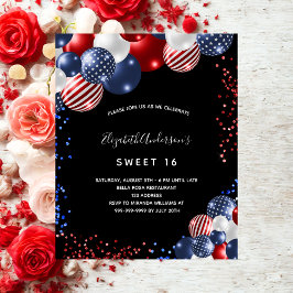 Patriotic Sweet 16 uitnodiging voor zwarte begroti Flyer