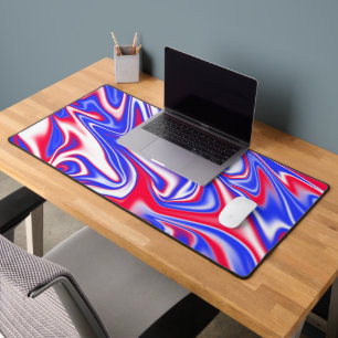 Patriotic Swirl: het rode, witte en blauwe marmer Bureaumat