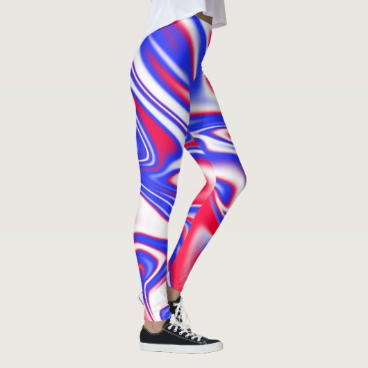 Patriotic Swirl: het rode, witte en blauwe marmer Leggings (Rechts)