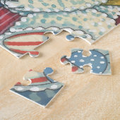 PATRIOTIC TEDDY BEAR & PATCHWORK QUILT PUZZLE LEGPUZZEL (Zijkant)