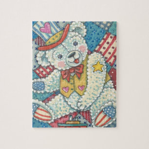 PATRIOTIC TEDDY BEAR & PATCHWORK QUILT PUZZLE LEGPUZZEL