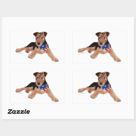 Patriotic Terrier Puppy Rechthoekige Sticker (Vel)