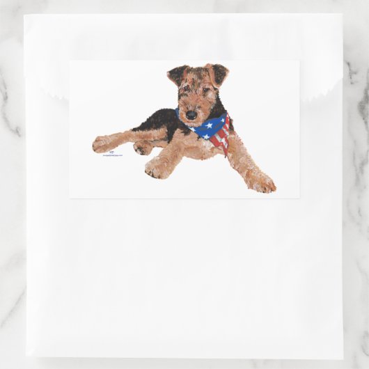Patriotic Terrier Puppy Rechthoekige Sticker (Tas)