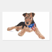 Patriotic Terrier Puppy Rechthoekige Sticker (Voorkant)