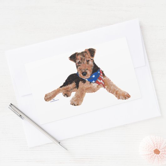 Patriotic Terrier Puppy Rechthoekige Sticker (Envelop)