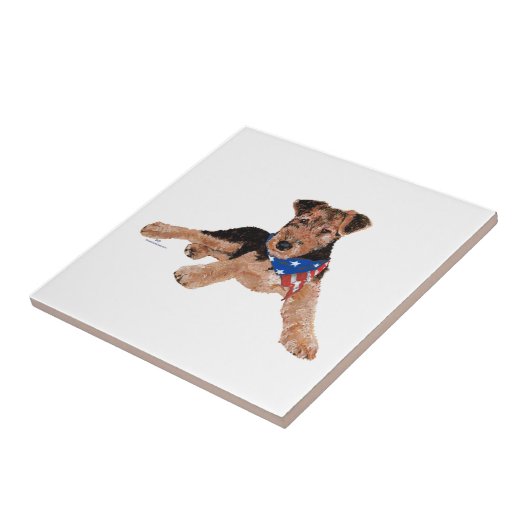 Patriotic Terrier Puppy Tegeltje (Zijkant)