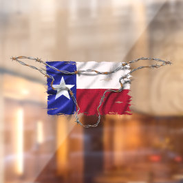 Patriotic Texas Flag Barbed Wire Bull Horns Raamsticker