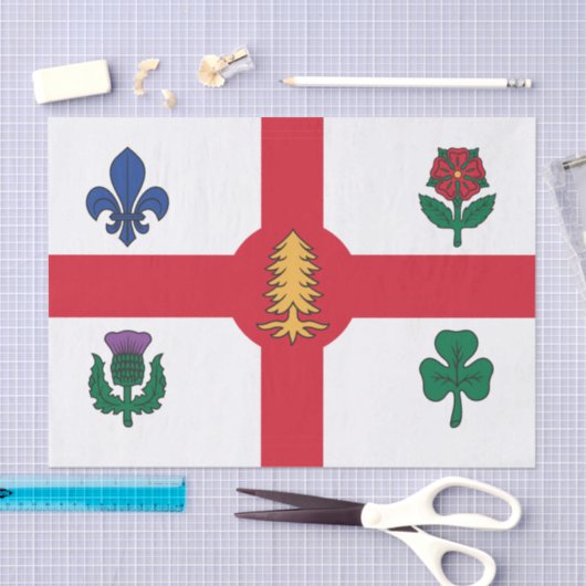 Patriotic tissue paper with flag of Montreal Tissuepapier (Craft)