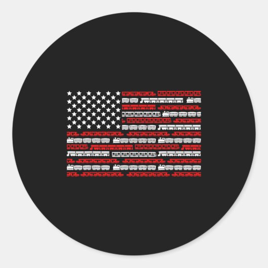 Patriotic Trains Flag For Train Enthusiasts And Ho Ronde Sticker (Voorkant)