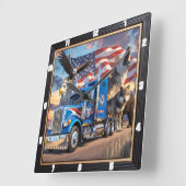 Patriotic Truck Eagle Wolf USA Vierkante Klok (Hoek)