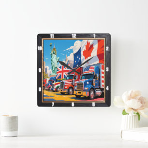 Patriotic Trucks Global Unity Vierkante Klok