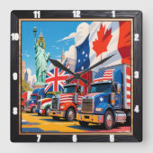 Patriotic Trucks Global Unity Vierkante Klok (Voorkant)