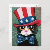 Patriotic Tuxedo Cat | 4 juli Briefkaart (Voorkant / Achterkant)