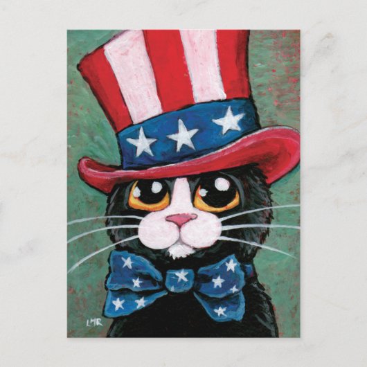 Patriotic Tuxedo Cat | 4 juli Briefkaart (Voorkant)