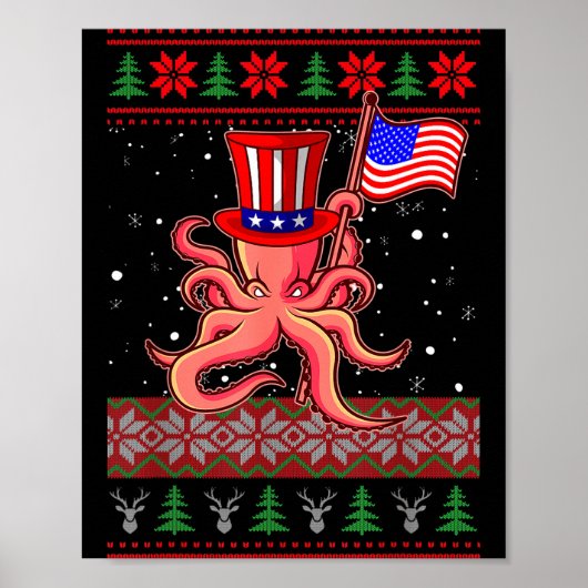 Patriotic Ugly Christmas Sweater Women Kids Men  Poster (Voorkant)